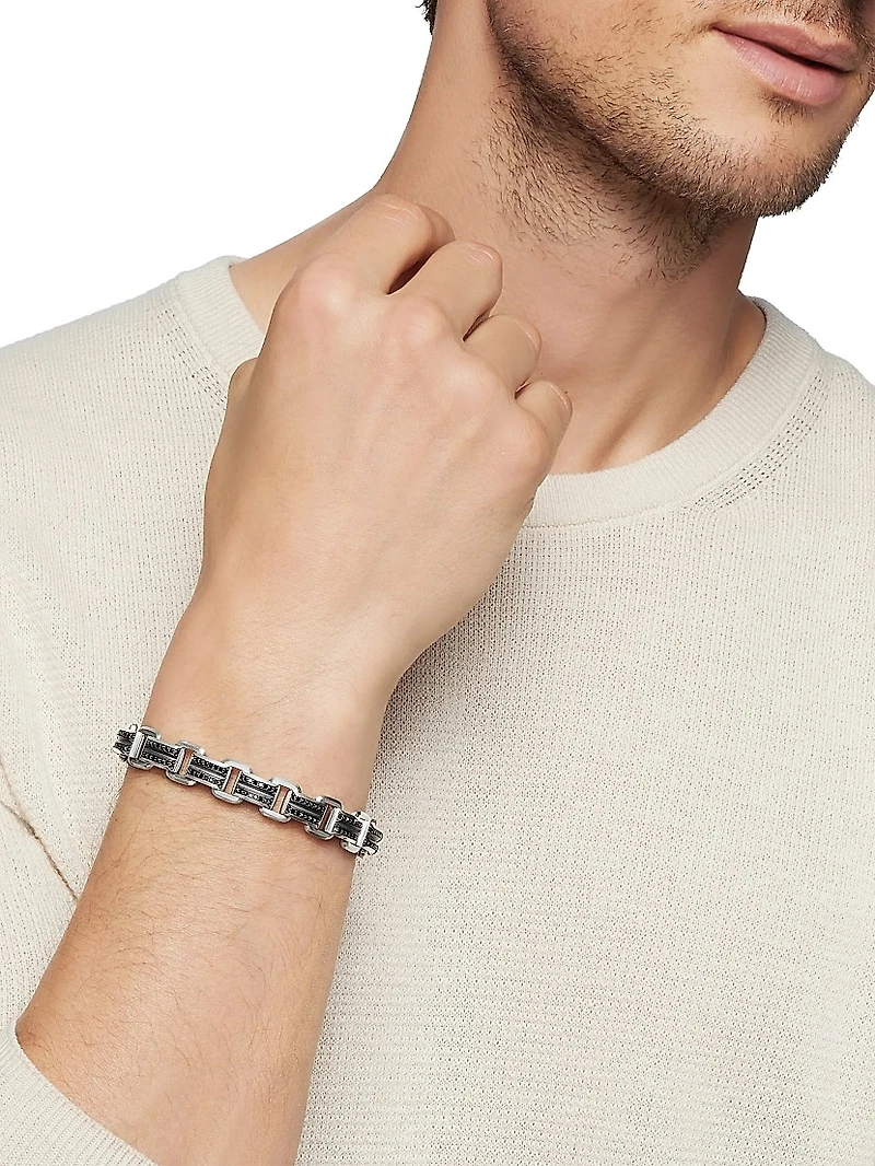 Deco Beveled Link Bracelet Sterling Silver