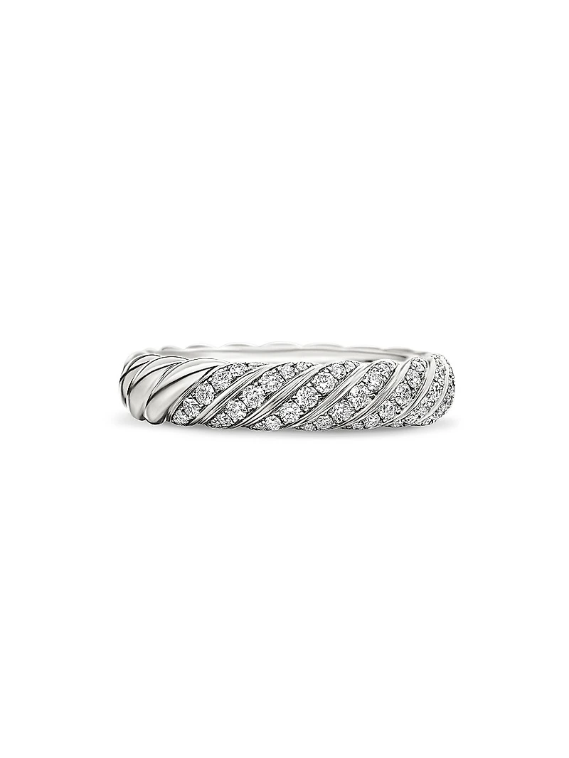 Sculpted Cable Band Ring 18K White Gold