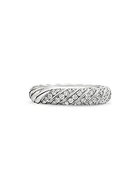 Sculpted Cable Band Ring 18K White Gold