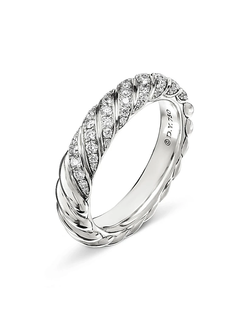 Sculpted Cable Band Ring 18K White Gold