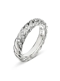 Sculpted Cable Band Ring 18K White Gold
