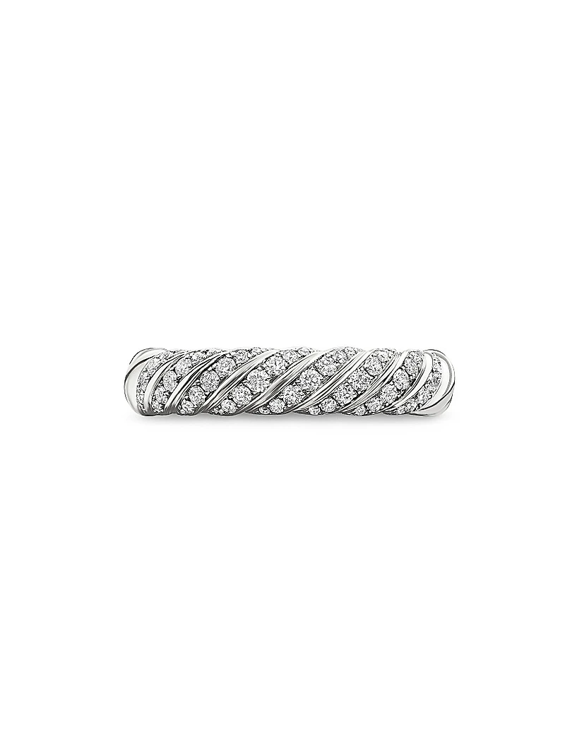 Sculpted Cable Band Ring 18K White Gold
