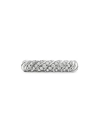 Sculpted Cable Band Ring 18K White Gold