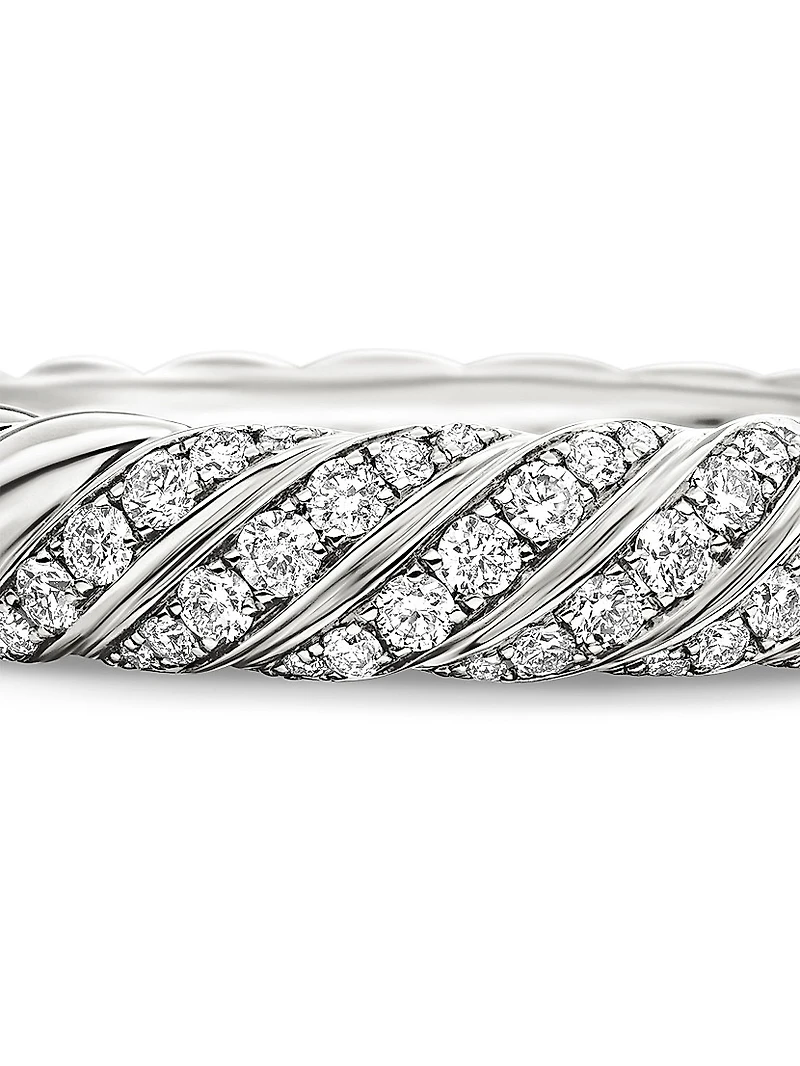 Sculpted Cable Band Ring 18K White Gold