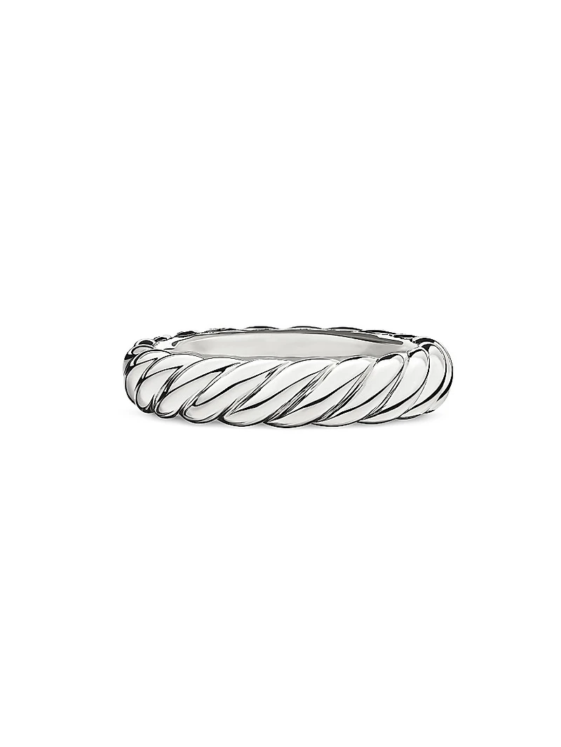 Sculpted Cable Band Ring 18K White Gold