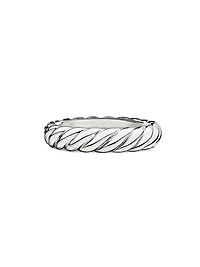 Sculpted Cable Band Ring 18K White Gold