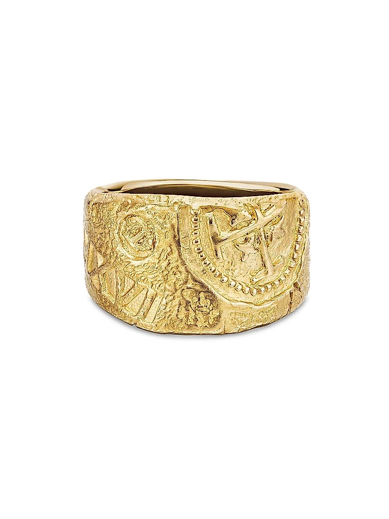 Shipwreck Cigar Band Ring in 18K Yellow Gold
