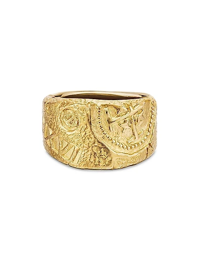 Shipwreck Cigar Band Ring in 18K Yellow Gold