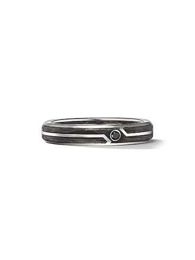 Forged Carbon Band Ring 18K White Gold