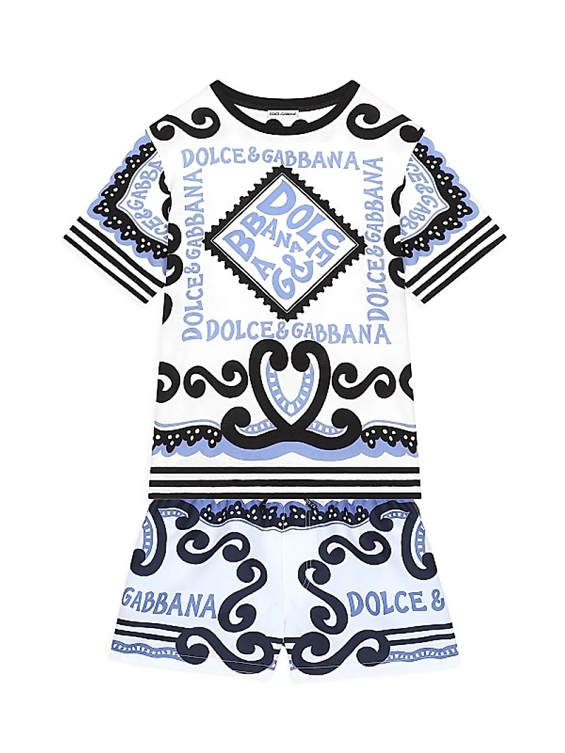 Little Boy's & Boy's Marina Logo Swim Trunks