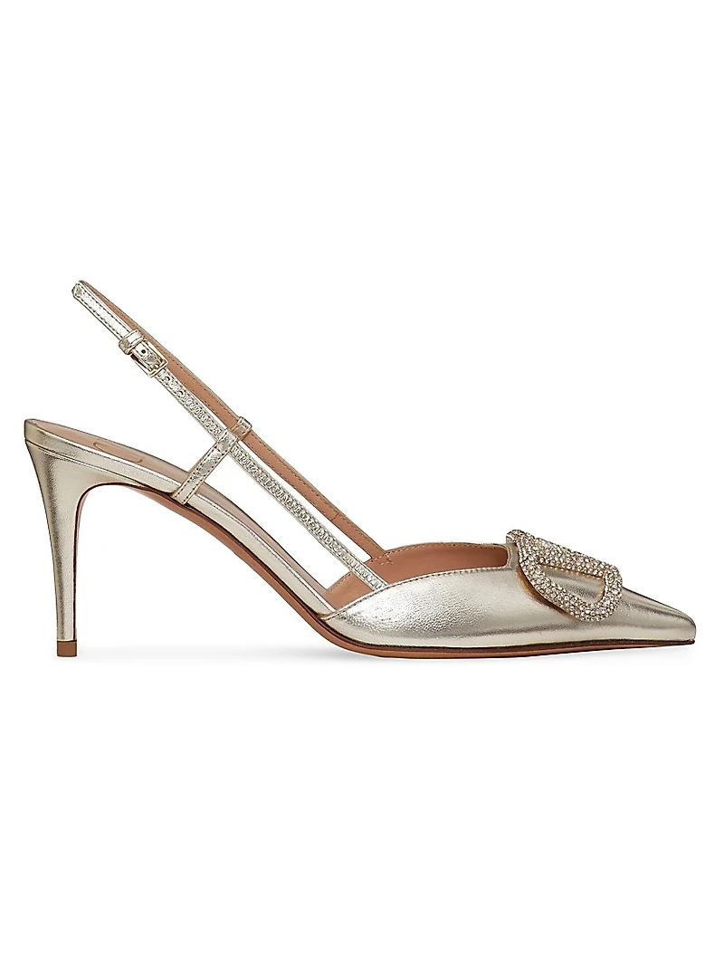 VLogo Glow Laminated Nappa Slingback Pumps 80MM