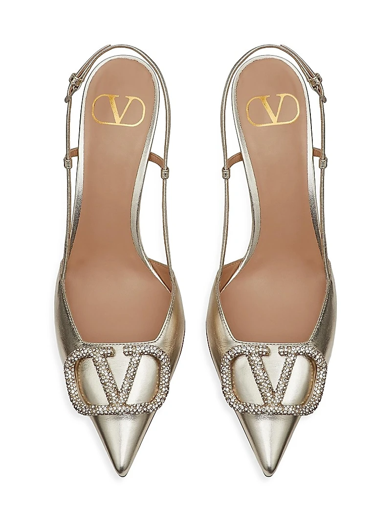 VLogo Glow Laminated Nappa Slingback Pumps 80MM