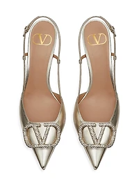 VLogo Glow Laminated Nappa Slingback Pumps 80MM
