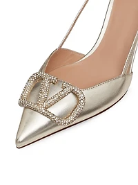 VLogo Glow Laminated Nappa Slingback Pumps 80MM