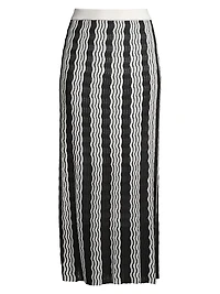 Pointelle Intarsia Knit Midi-Skirt