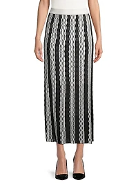 Pointelle Intarsia Knit Midi-Skirt