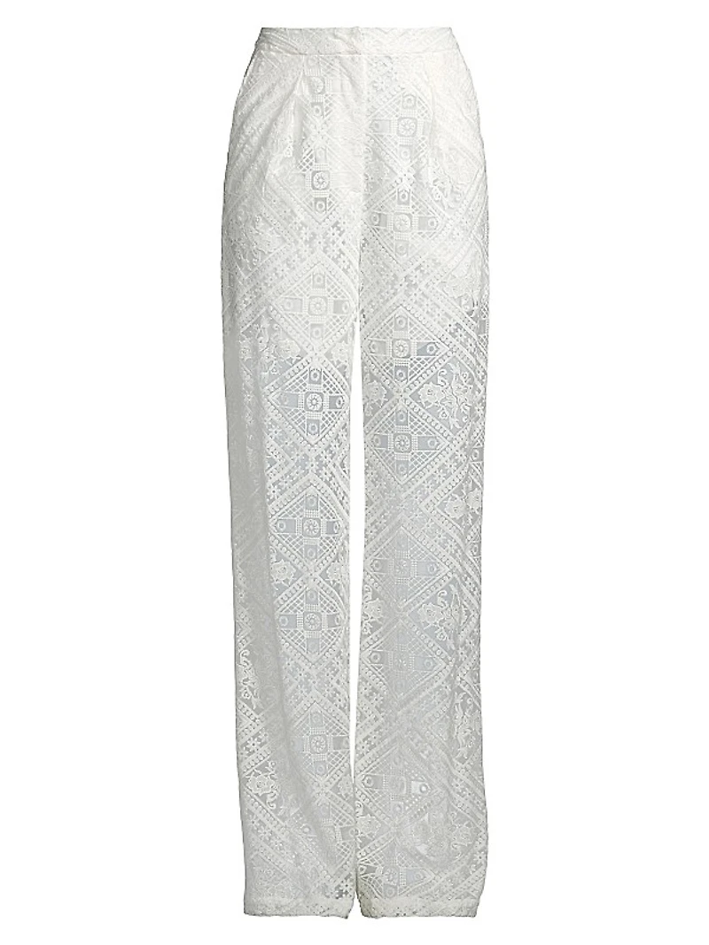 Straight-Leg Lace Pants