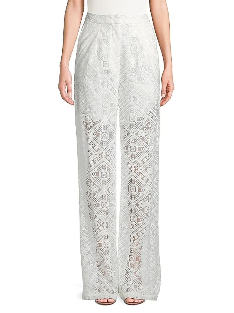 Straight-Leg Lace Pants