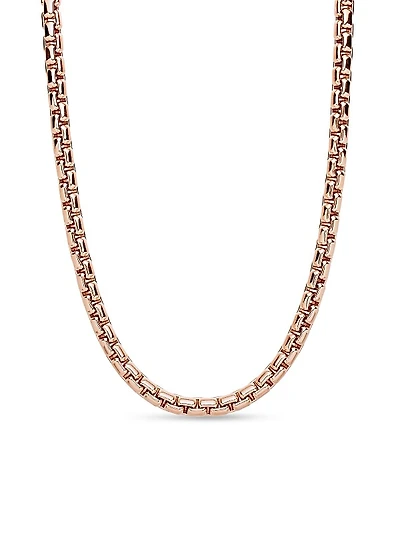 Box Chain Necklace In 18K Rose Gold, 7.5mm