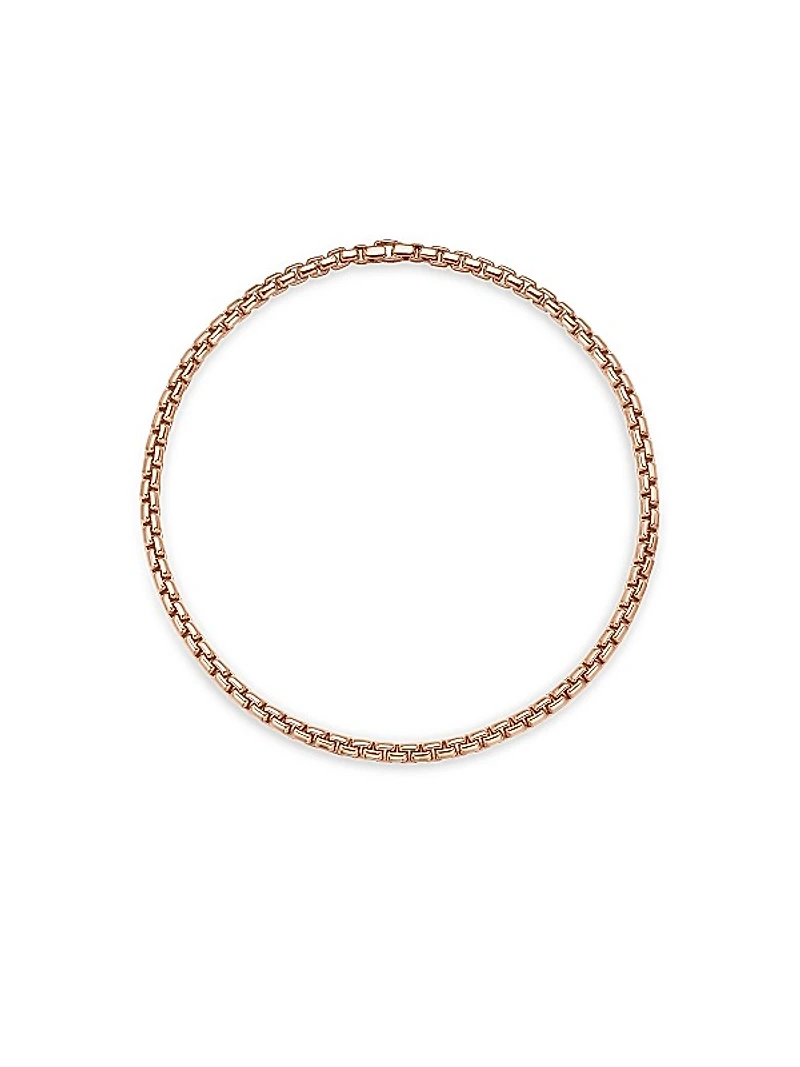 Box Chain Necklace In 18K Rose Gold, 7.5mm