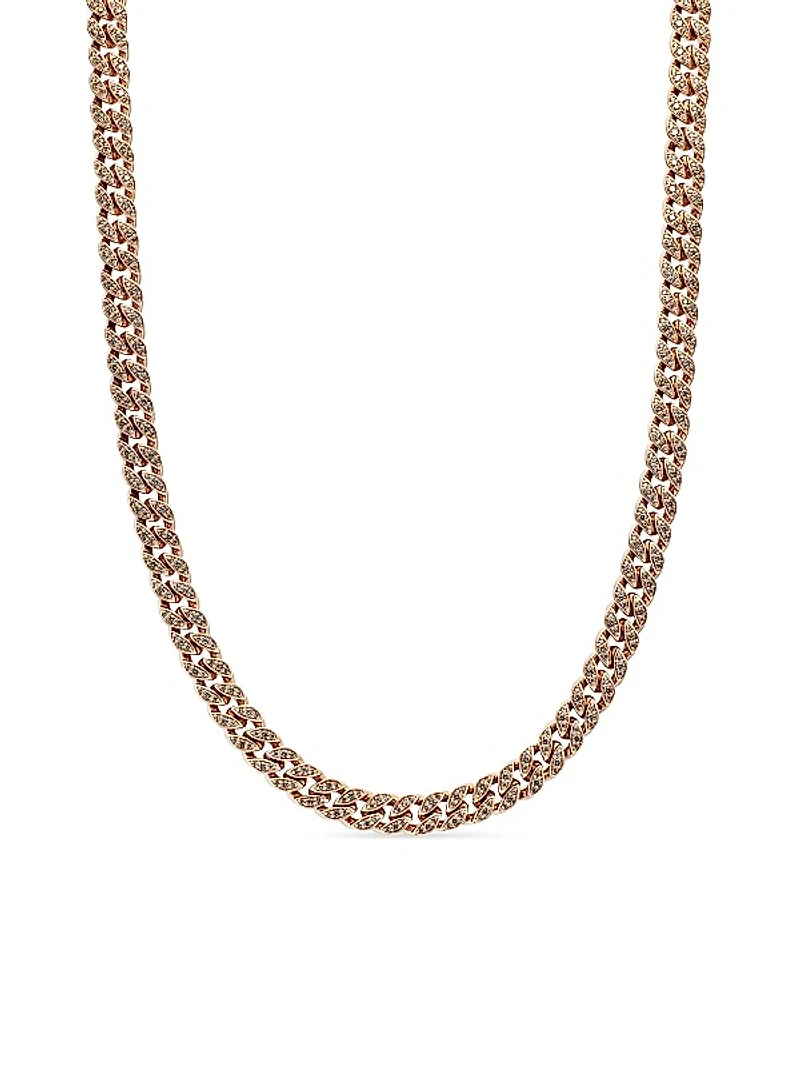Curb Chain Necklace In 18K Rose Gold