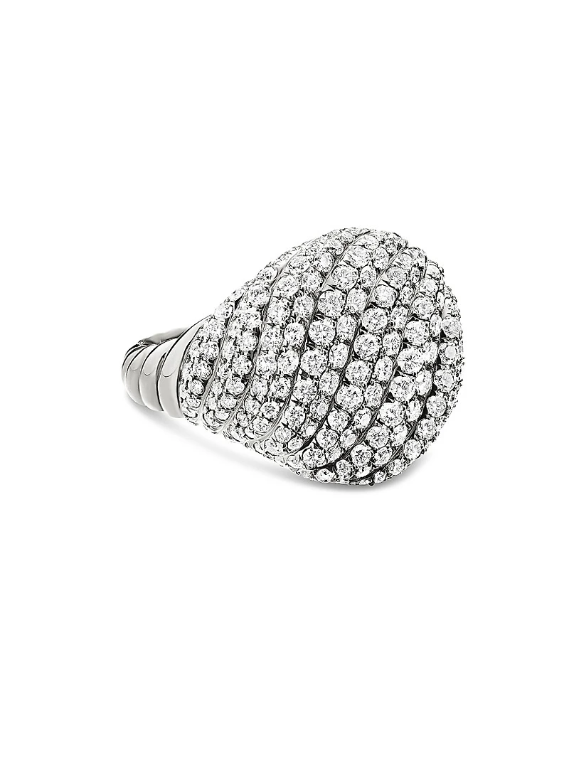 Sculpted Cable Pinky Ring 18K White Gold