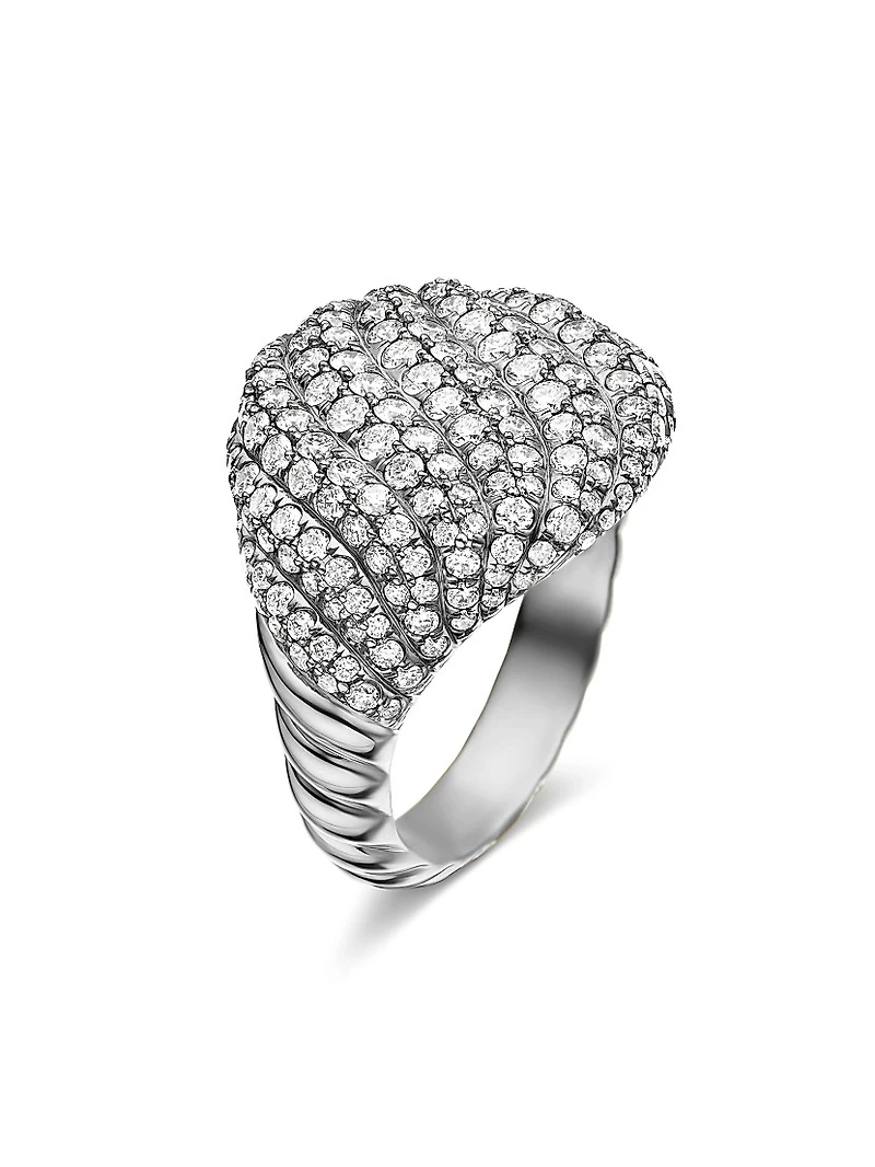 Sculpted Cable Pinky Ring 18K White Gold