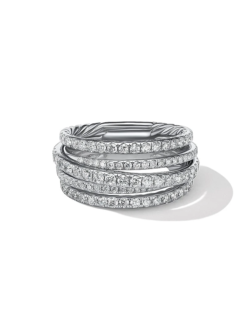 Pavé Crossover Ring 18K White Gold