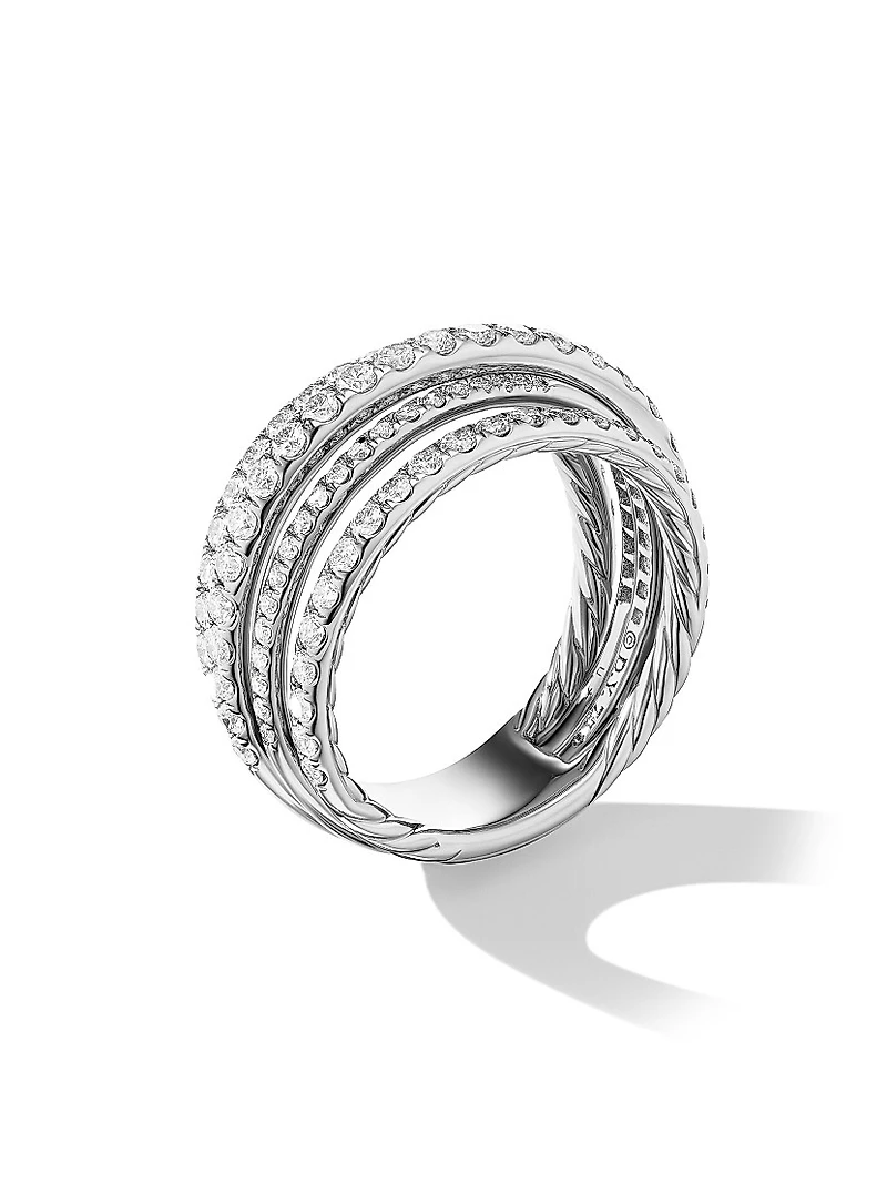 Pavé Crossover Ring 18K White Gold
