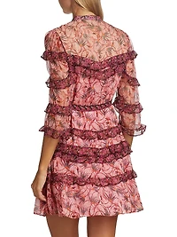 Tasha Silk Floral Ruffled Minidress