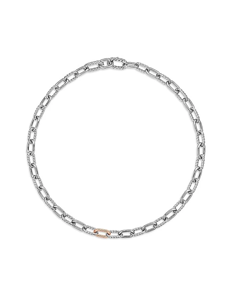 DY Madison Chain Necklace in Sterling Silver with 18K Rose Gold