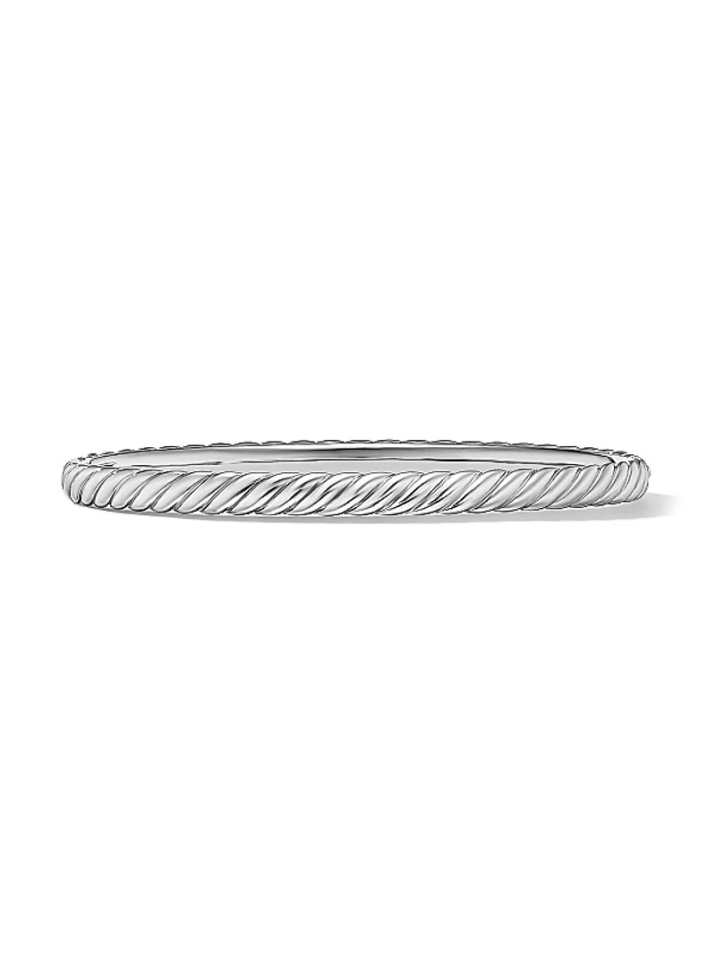 Sculpted Cable Bangle Bracelet in 18K White Gold