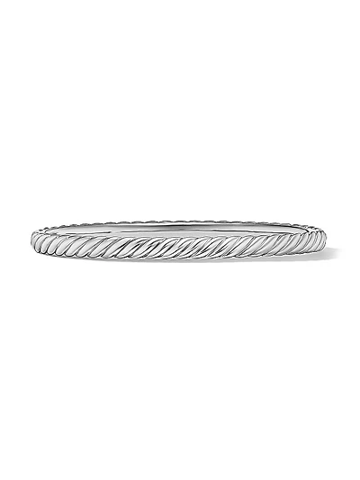 Sculpted Cable Bangle Bracelet in 18K White Gold