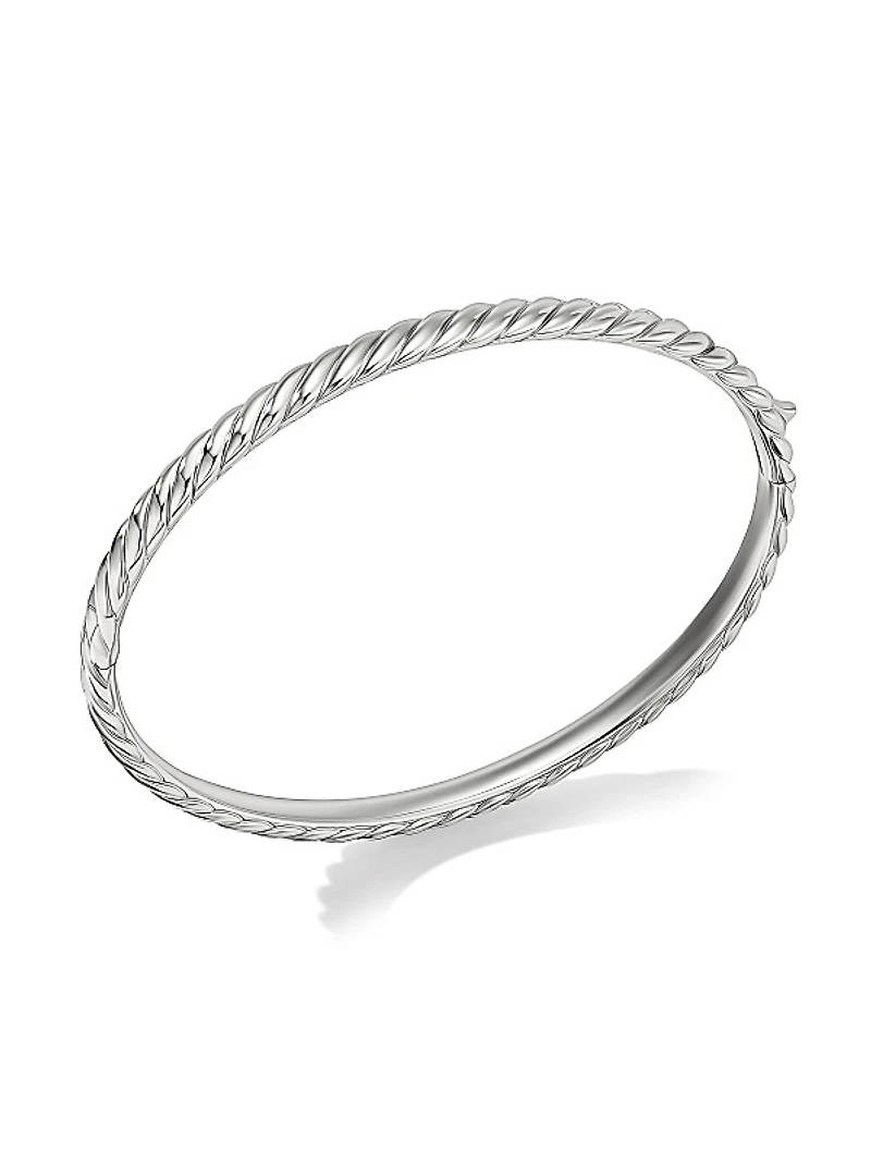 Sculpted Cable Bangle Bracelet in 18K White Gold