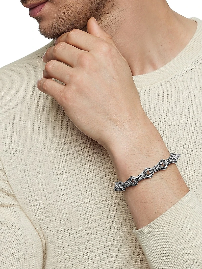 Faceted Link Bracelet Sterling Silver