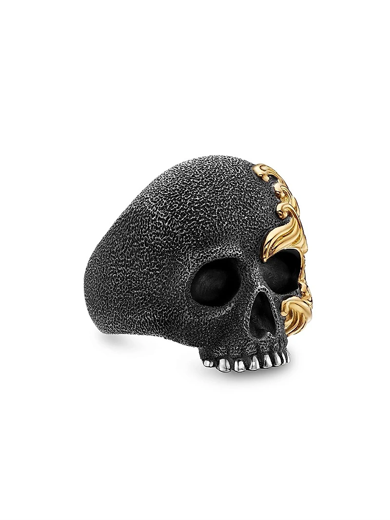 Waves Skull Ring In Sterling Silver