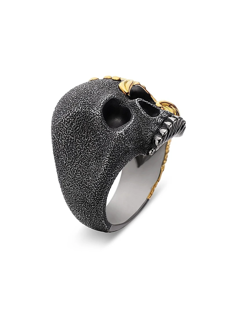 Waves Skull Ring In Sterling Silver