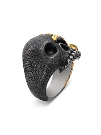 Waves Skull Ring In Sterling Silver