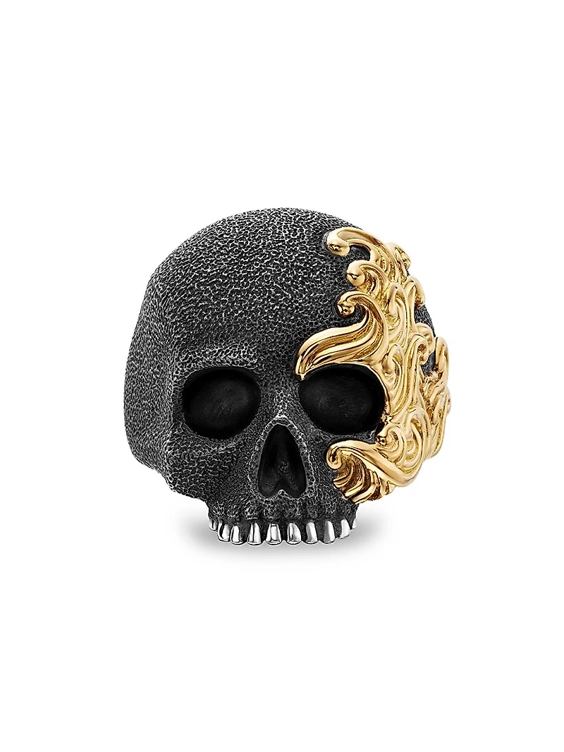 Waves Skull Ring In Sterling Silver