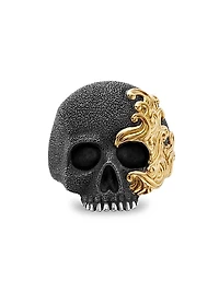 Waves Skull Ring In Sterling Silver