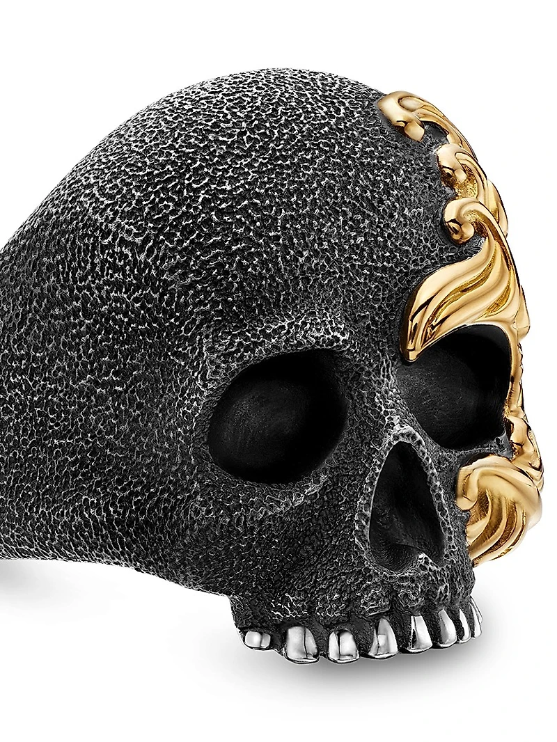 Waves Skull Ring In Sterling Silver