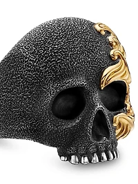 Waves Skull Ring In Sterling Silver