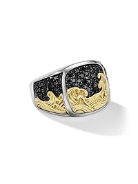 Waves Signet Ring Sterling Silver