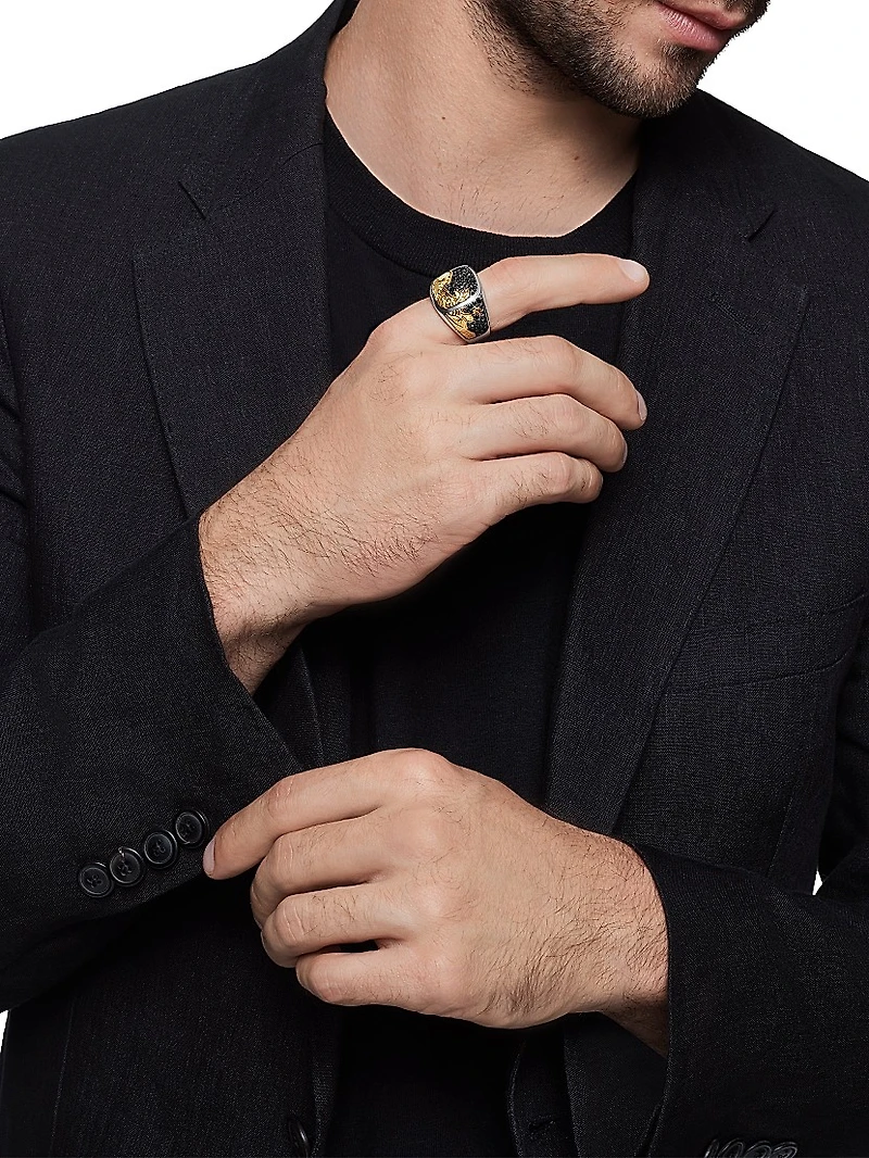 Waves Signet Ring Sterling Silver