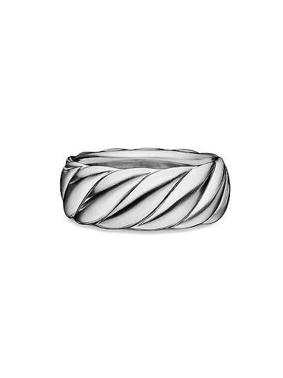 Sculpted Cable Contour Band Ring Sterling Silver, 9MM