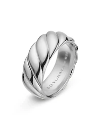 Sculpted Cable Contour Band Ring Sterling Silver, 9MM
