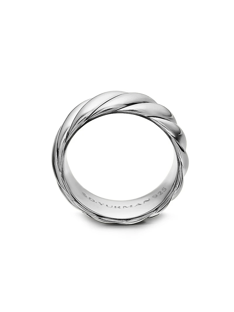 Sculpted Cable Contour Band Ring Sterling Silver, 9MM