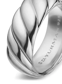 Sculpted Cable Contour Band Ring Sterling Silver, 9MM