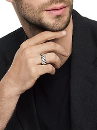 Sculpted Cable Contour Band Ring Sterling Silver, 9MM