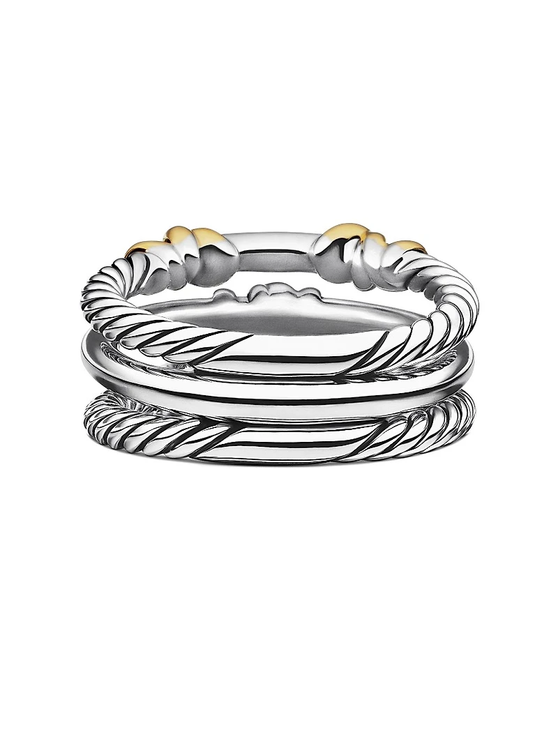 Petite Helena Wrap Three Row Ring Sterling Silver with 18K Yellow Gold and Diamonds